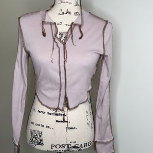 Light brown distressed long sleeve shirt